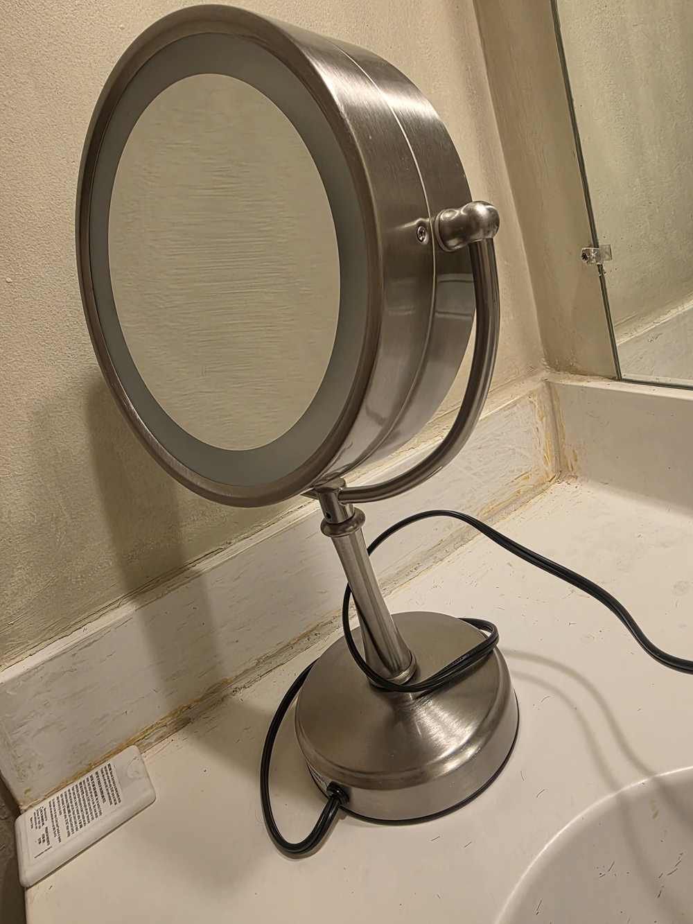 Brushed Nickel Lighted Makeup Mirror - Silver